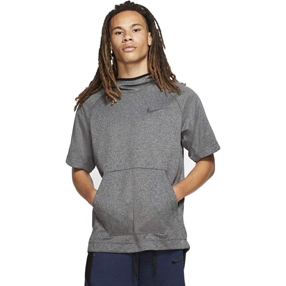 Nike | Men’s Short Sleeve Hoodie Dark Gray Black Pocket Basketball Size Small